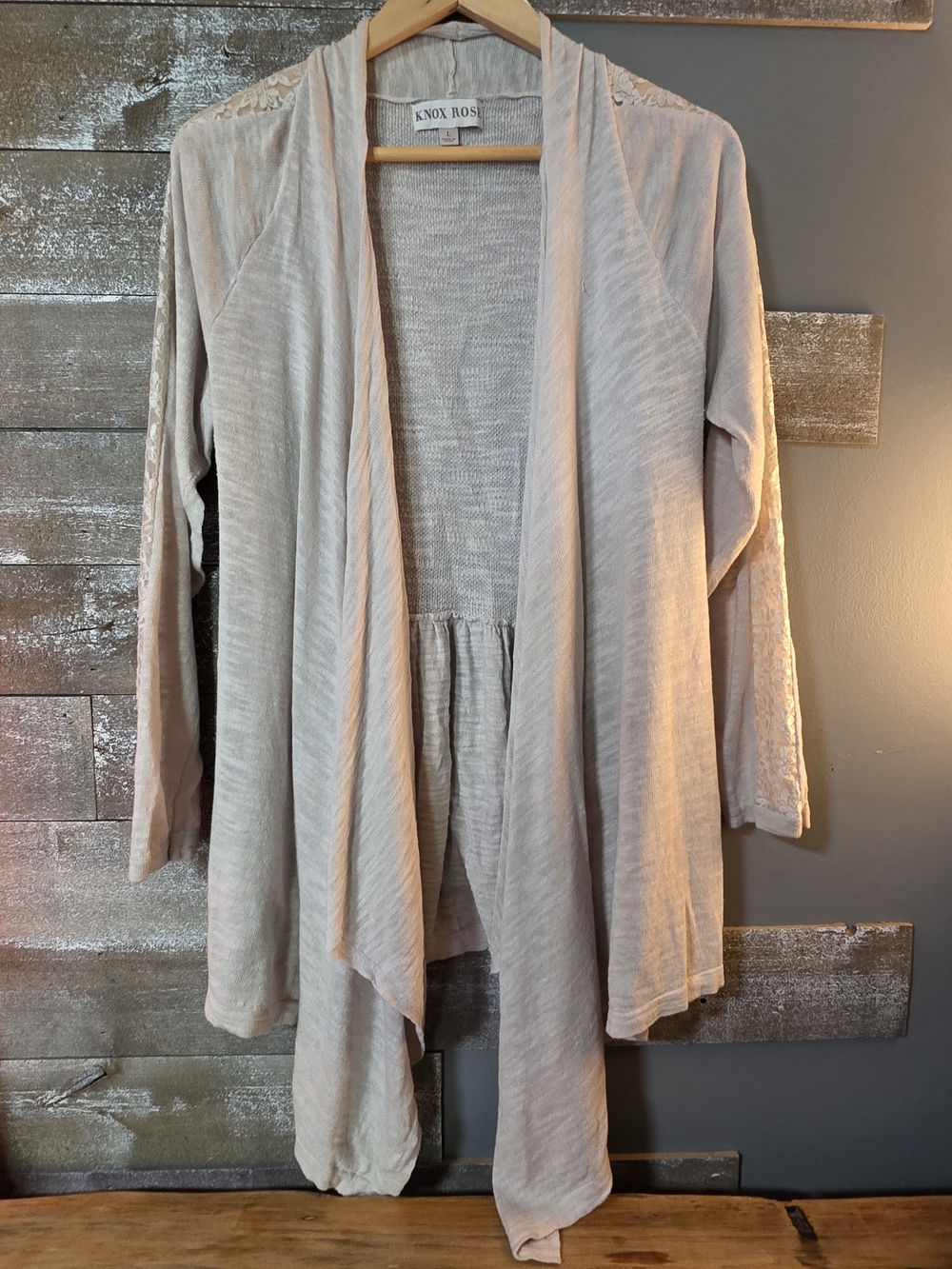 Knox Rose Light Cream Draped Open-Front Cardigan